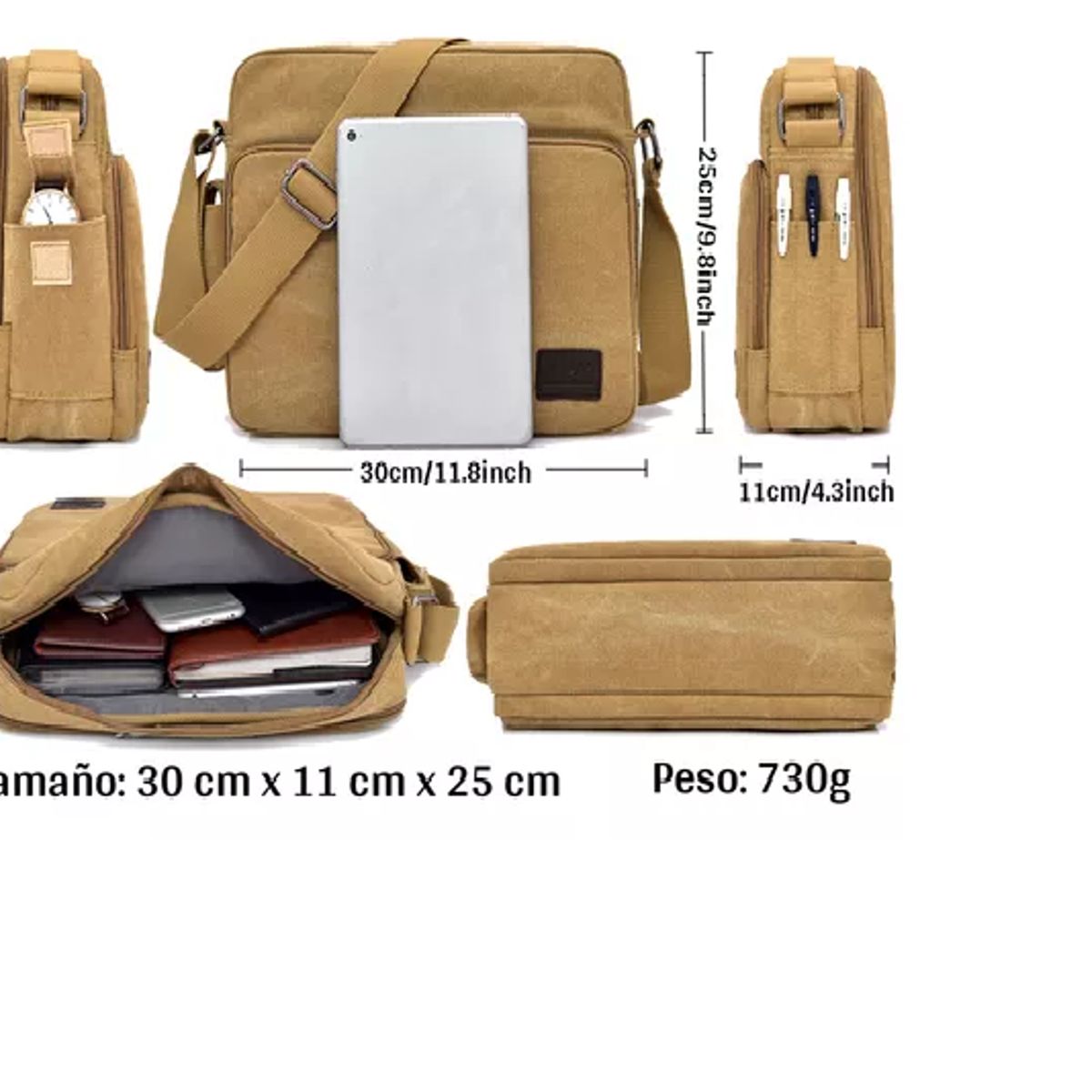 GENERICO - Bolso De Mensajero Vintage Unisex De Lona Maletín De Viaje