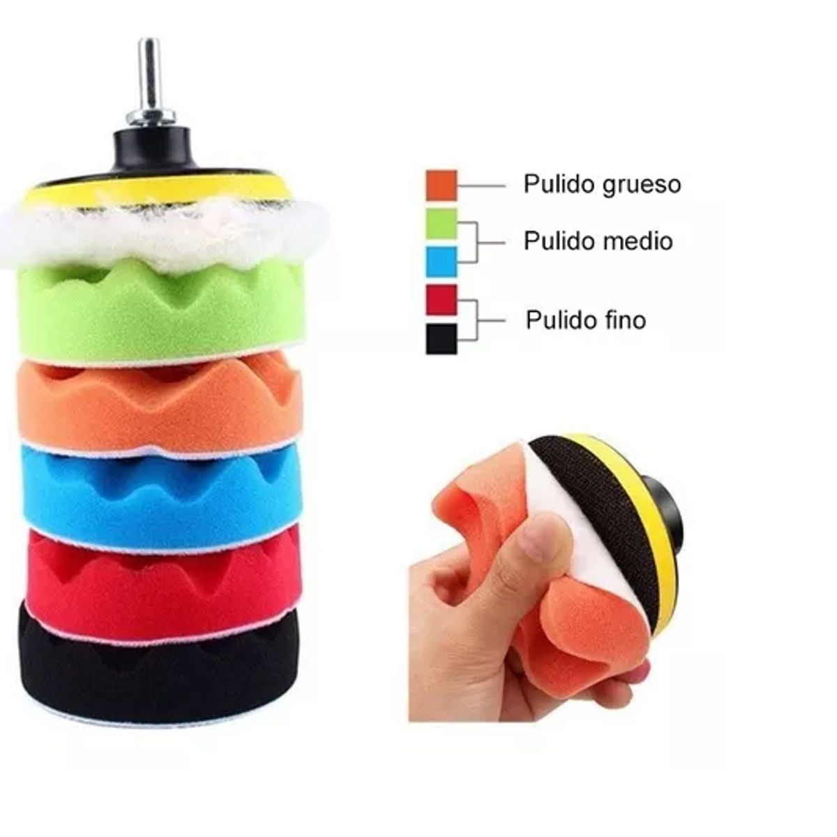 Kit Para Pulir 4 Pulgadas Esponjas Almohadillas Bonetes Auto, marca GENERICO - Foto Principal