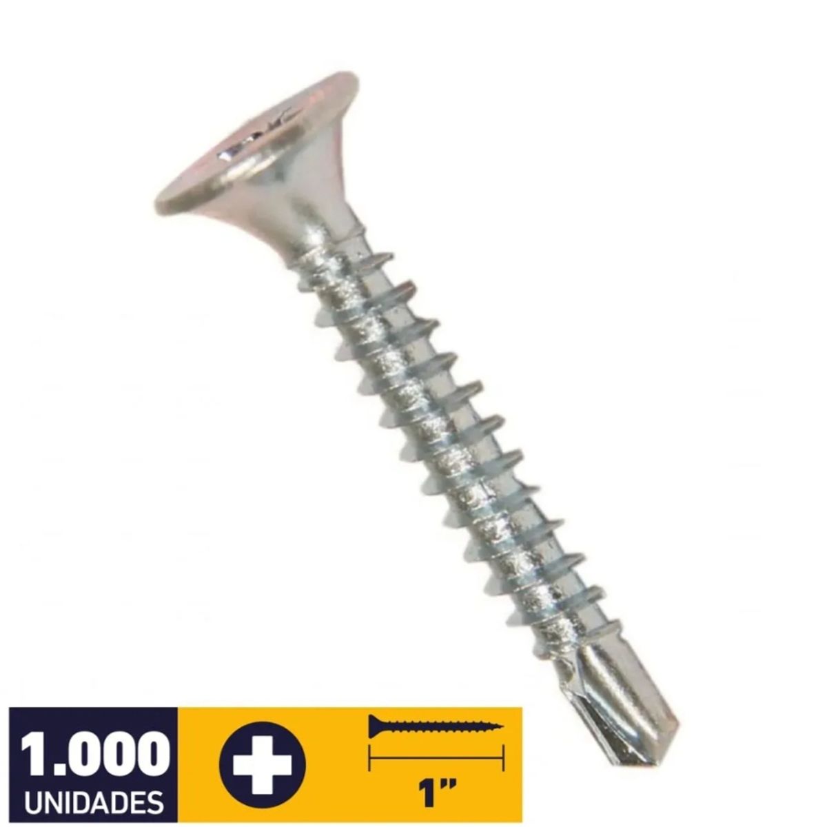 GENERICO - Tornillo  Volcanita Punta Broca 6X1 Zinc 1000 unidades