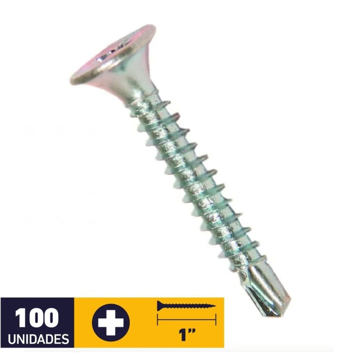 GENERICO - Tornillo  Volcanita Punta Broca 6X1 Zinc 100 unidades