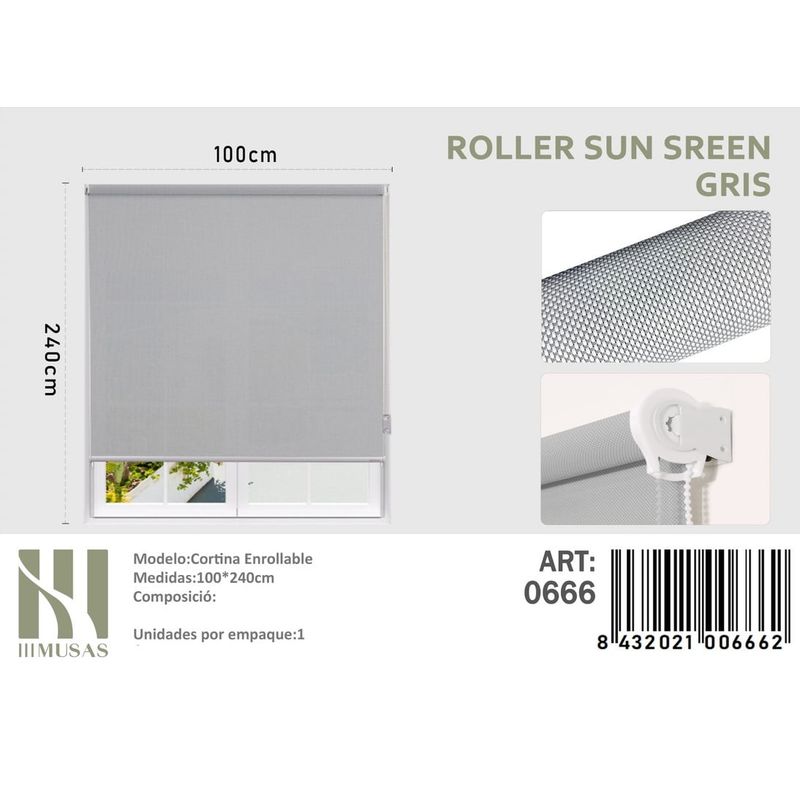 ANGELES DEL HOGAR - CORTINAS ROLLER SUN SCREEN 100  X 240  GRIS