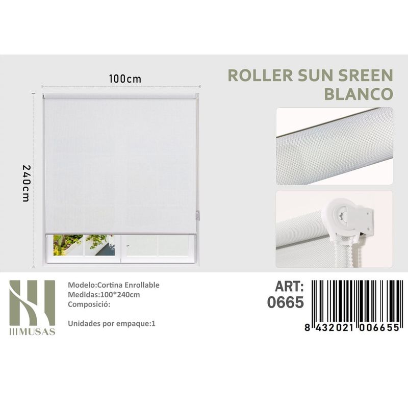 ANGELES DEL HOGAR - CORTINAS ROLLER SUN SCREEN 100  X 240  BLANCO