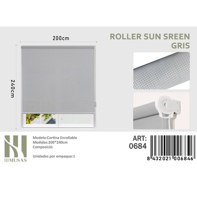 ANGELES DEL HOGAR - CORTINAS ROLLER SUN SCREEN 200  X 240  GRIS