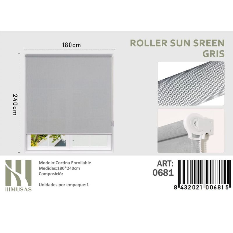 ANGELES DEL HOGAR - CORTINAS ROLLER SUN SCREEN 180  X 240  GRIS