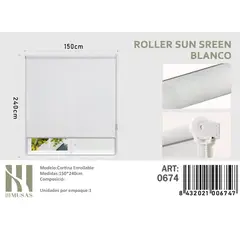 ANGELES DEL HOGAR - CORTINAS ROLLER SUN SCREEN 150 X 240 BLANCO