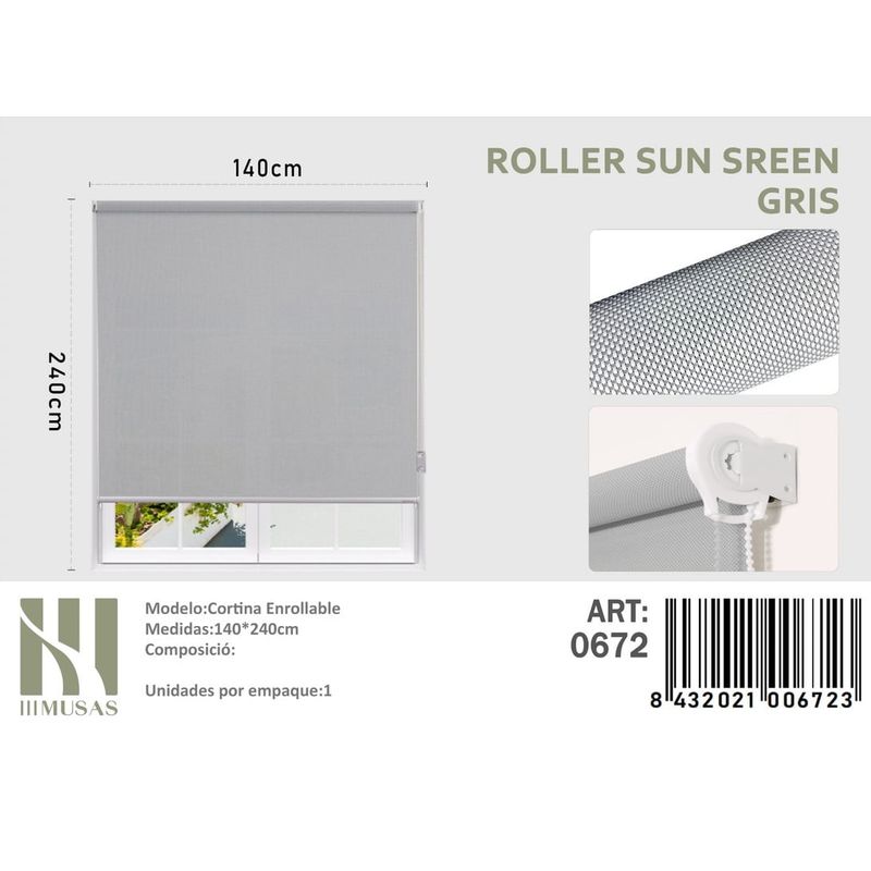 ANGELES DEL HOGAR - CORTINAS ROLLER SUN SCREEN 140  X 240  GRIS