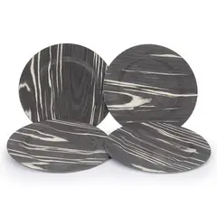 HERRERA MAISON - Set 4 Platos Base Negro Blanco