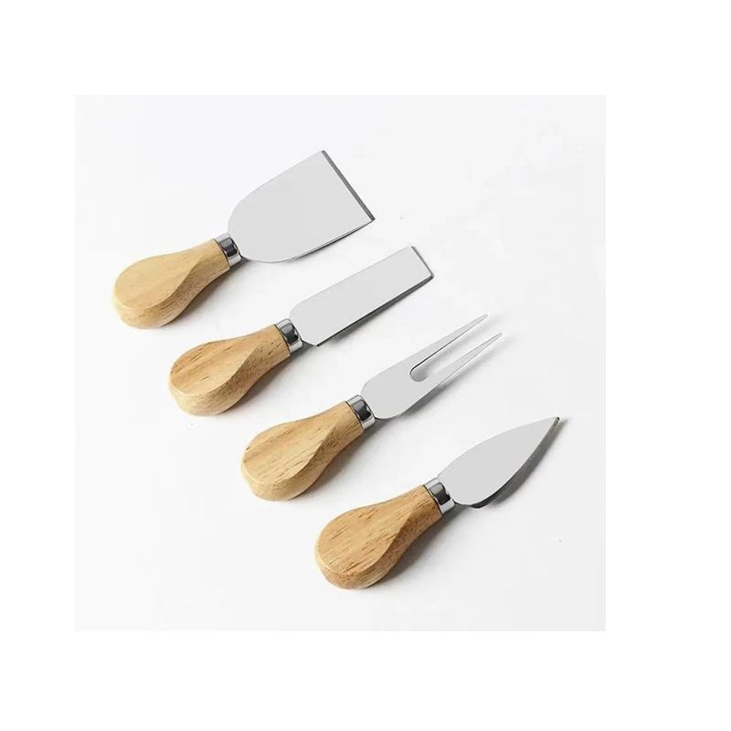 GENERICO - Set Cuchillos Para Quesos Mango Madera Cocktail Acero Inox