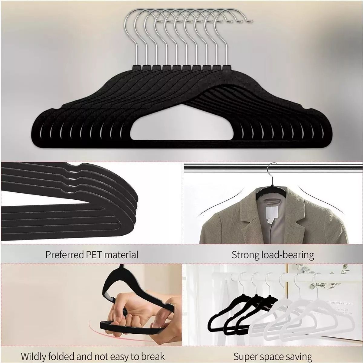 MUNDO MAGIA - Colgadores De Ropa Set 30u Terciopelo Antideslizante