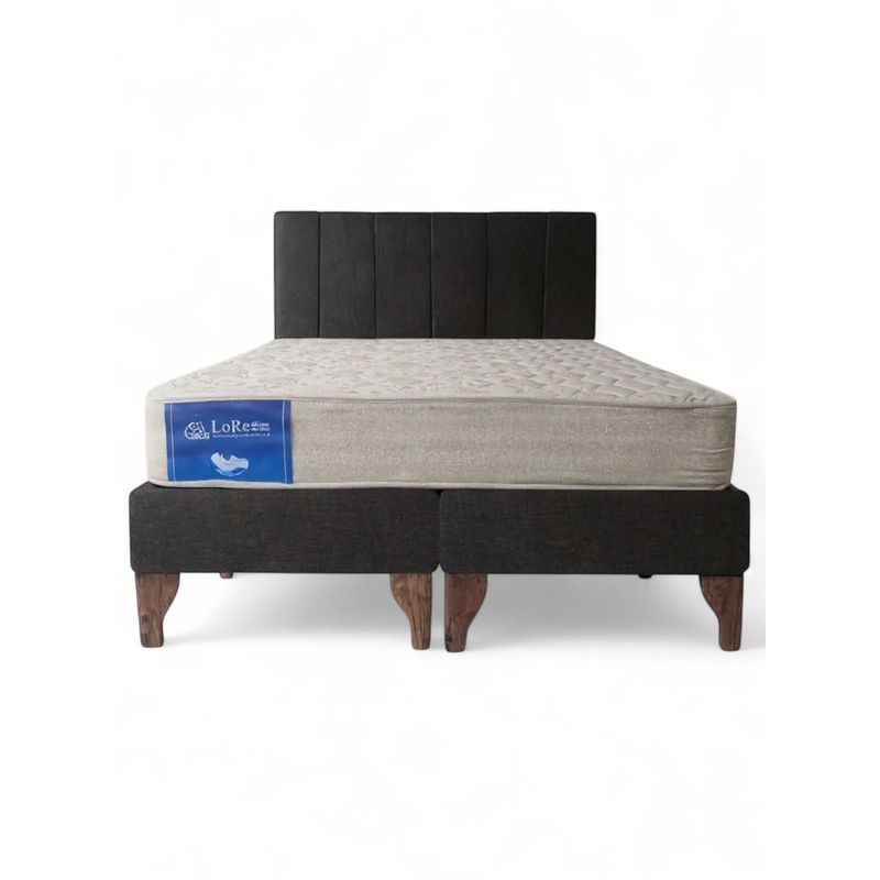 GENERICO - CAMA TUBULAR NEGRO 2 PLAZA EN LINO
