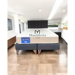 GENERICO - CAMA TUBULAR NEGRO 2 PLAZA EN LINO