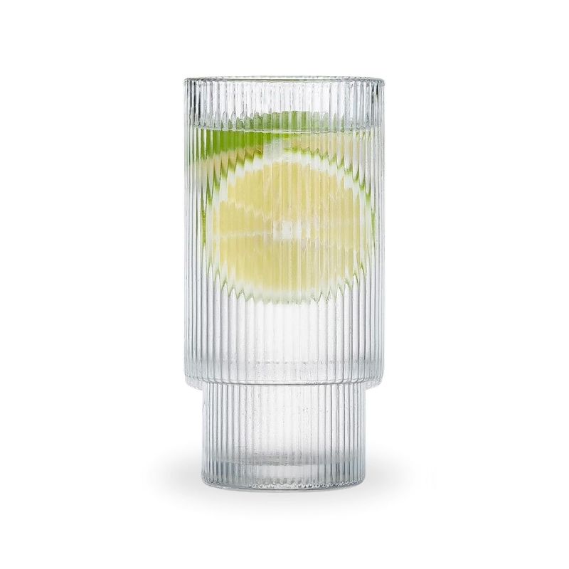 SANTU HOME & DECO - Vaso Vidrio Diseño de Líneas 280ml