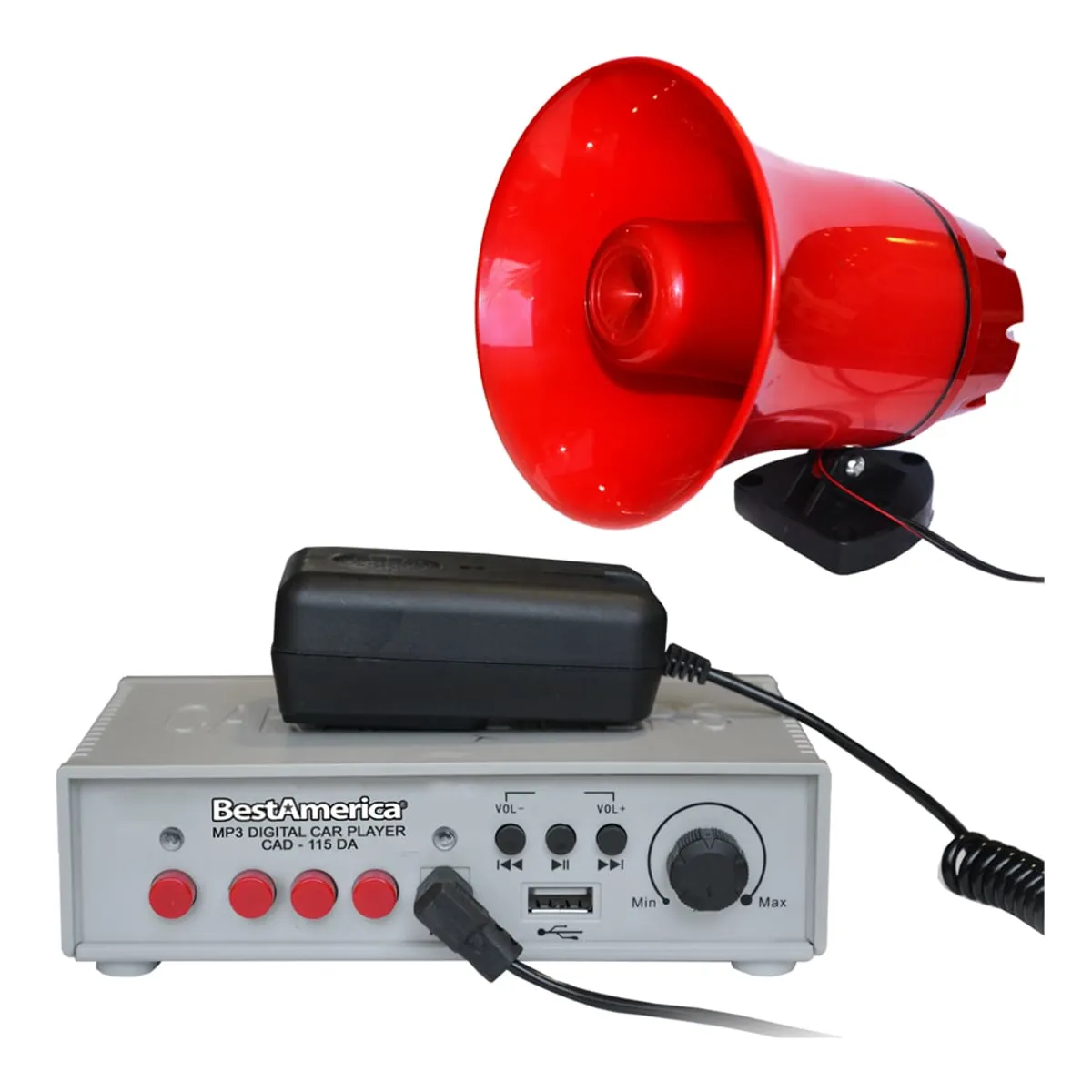 BESTAMERICA - AMPLIFICADOR MOVIL 20W PARA AUTOMOVILES 12V-24V BESTAMERICA