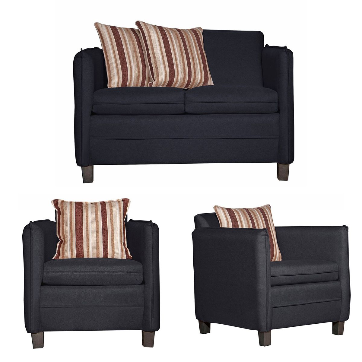 RUZAM MOBEL - JUEGO DE LIVING 2-1-1 BARCELONA NEGRO