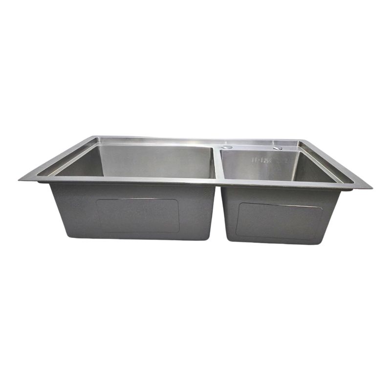 MODERN SPACE - Lavaplatos Doble 78x43 Cm Plateado Acero Inoxidable  Ms