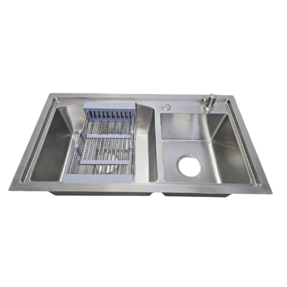 MODERN SPACE - Lavaplatos Doble 78x43 Cm Plateado + Rejilla + Dispensador