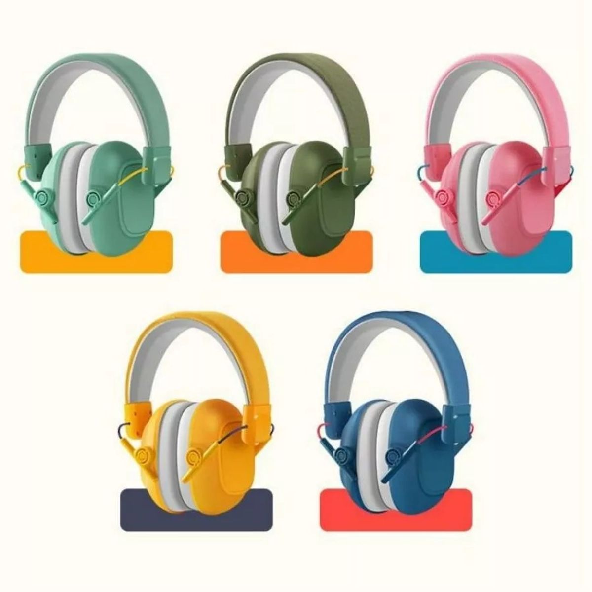 MUNDO MAGIA - Audífonos Color Verde Militar Antiruido Para Niños Autismo