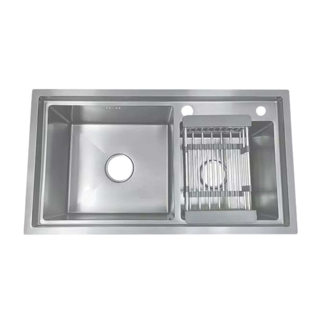 MODERN SPACE - Lavaplatos Doble 78x43 Cm Plateado Rejilla Dispensador Llave