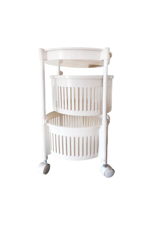 Estante Organizador Redondo Canastas Giratorias 3 Niveles - Blanco