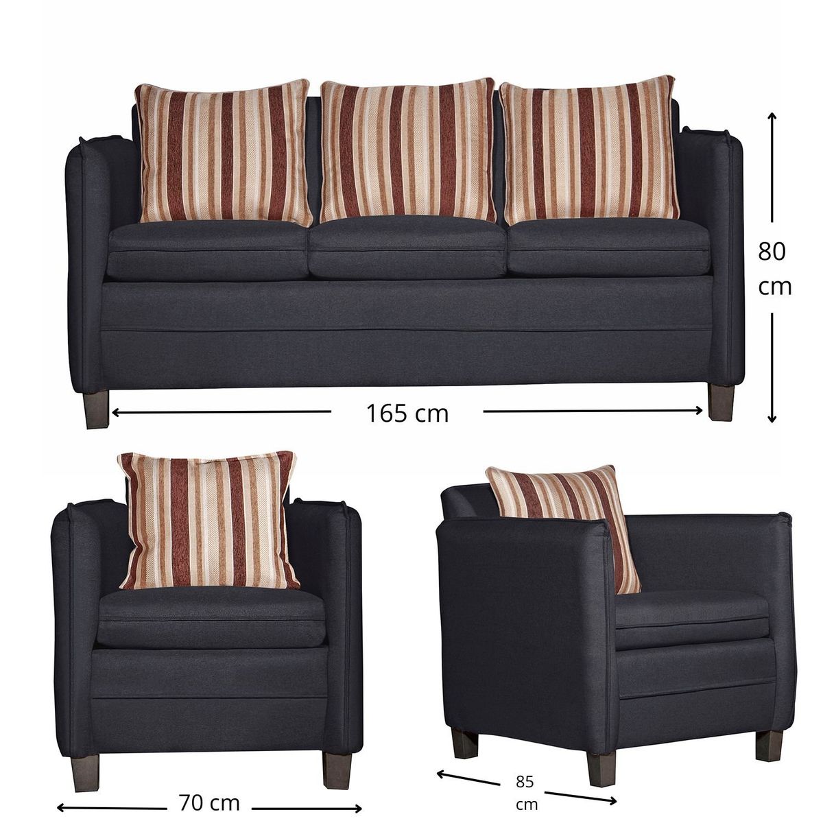 RUZAM MOBEL - JUEGO DE LIVING 3-1-1 BARCELONA NEGRO