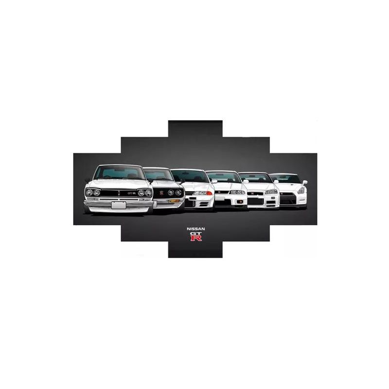 GENERICO - Cuadro Políptico 150x80 Nissan GT Con Bastidor de Madera