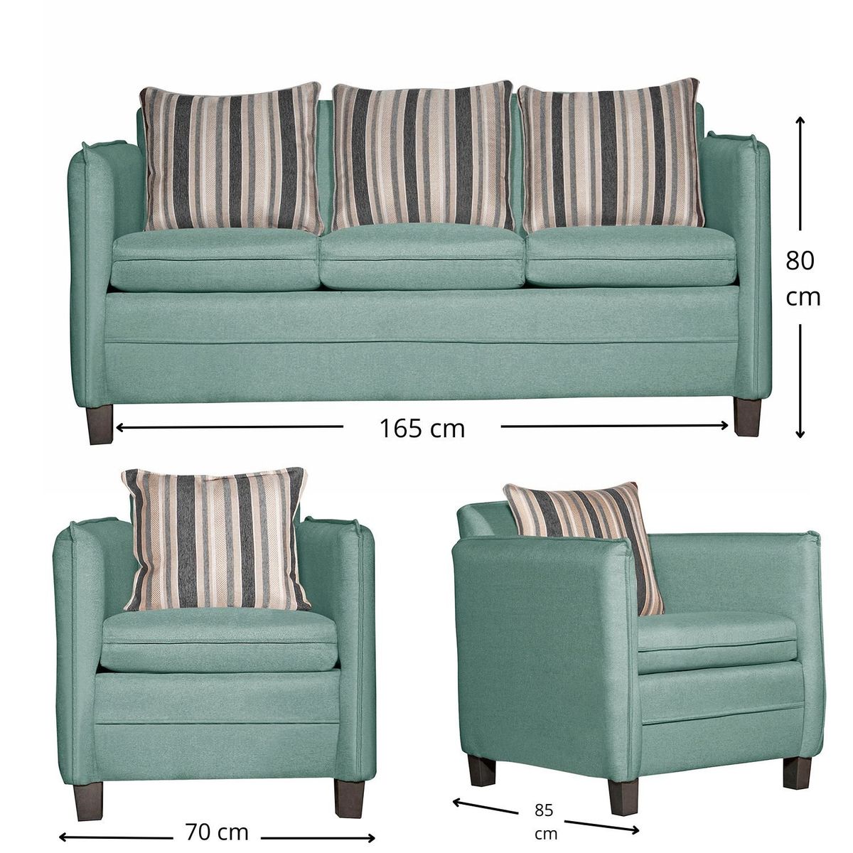 RUZAM MOBEL - JUEGO DE LIVING 3-1-1 BARCELONA VERDE AGUA