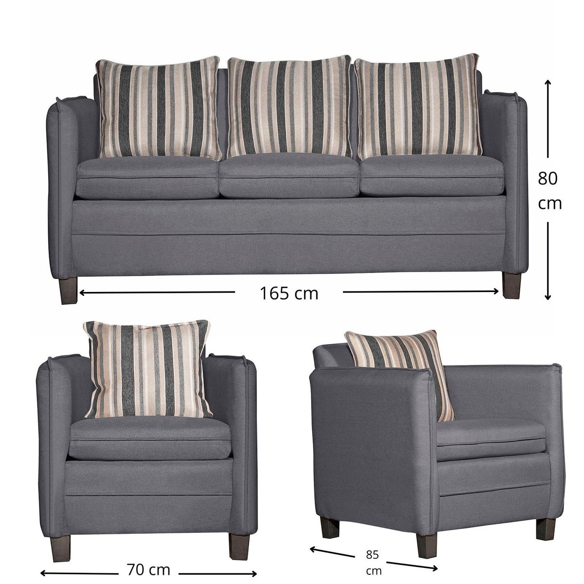 RUZAM MOBEL - JUEGO DE LIVING 3-1-1 BARCELONA GRIS