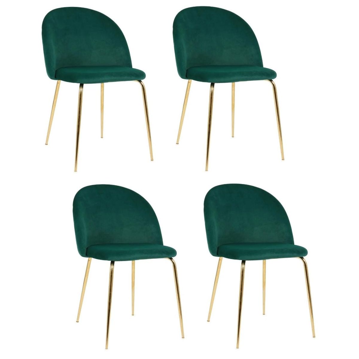 GENERICO - Pack 4 Silla de terciopelo elegante living o comedor - Verde