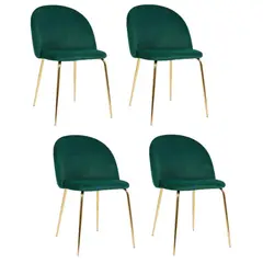 GENERICO - Pack 4 Silla de terciopelo elegante living o comedor - Verde