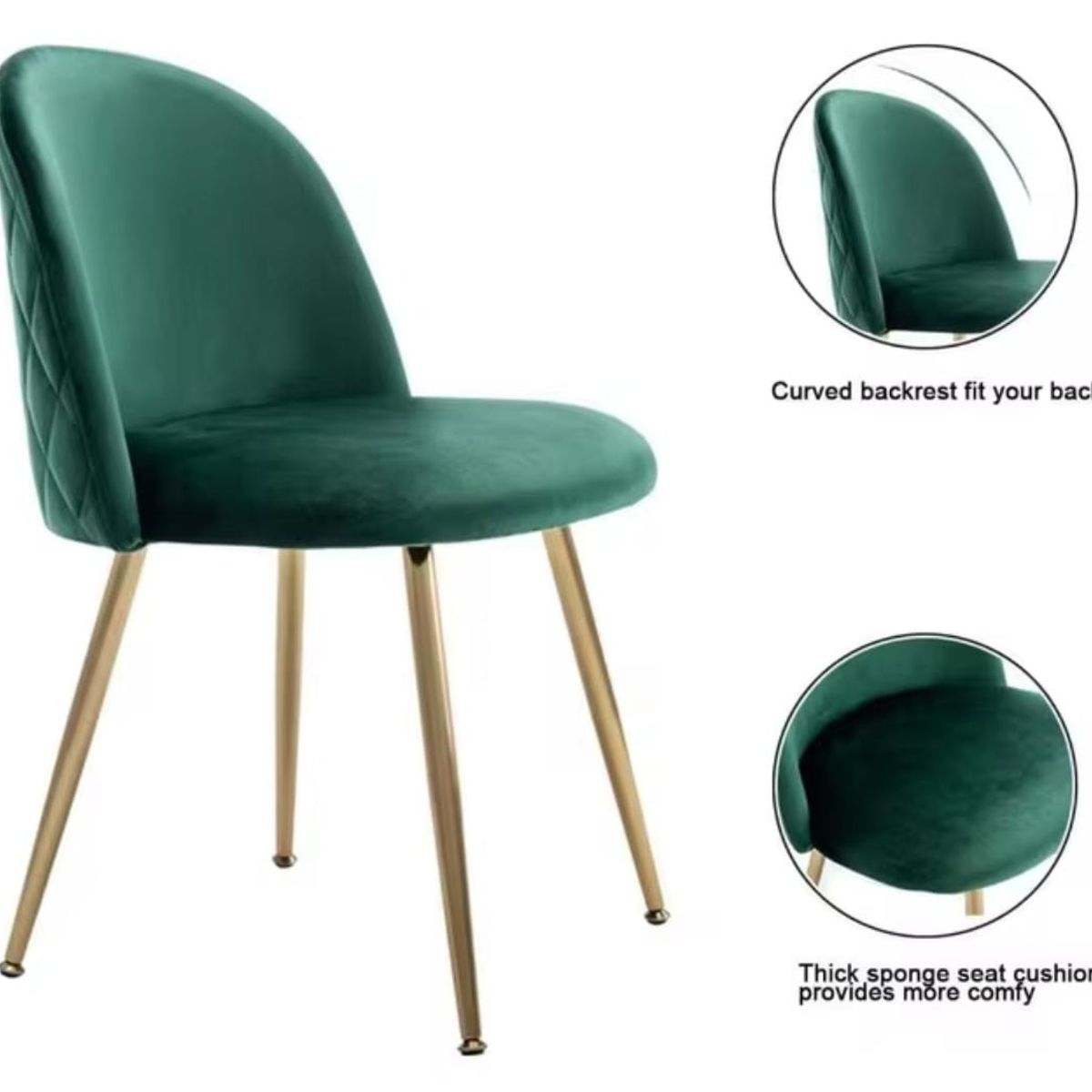 GENERICO - Pack 4 Silla de terciopelo elegante living o comedor - Verde