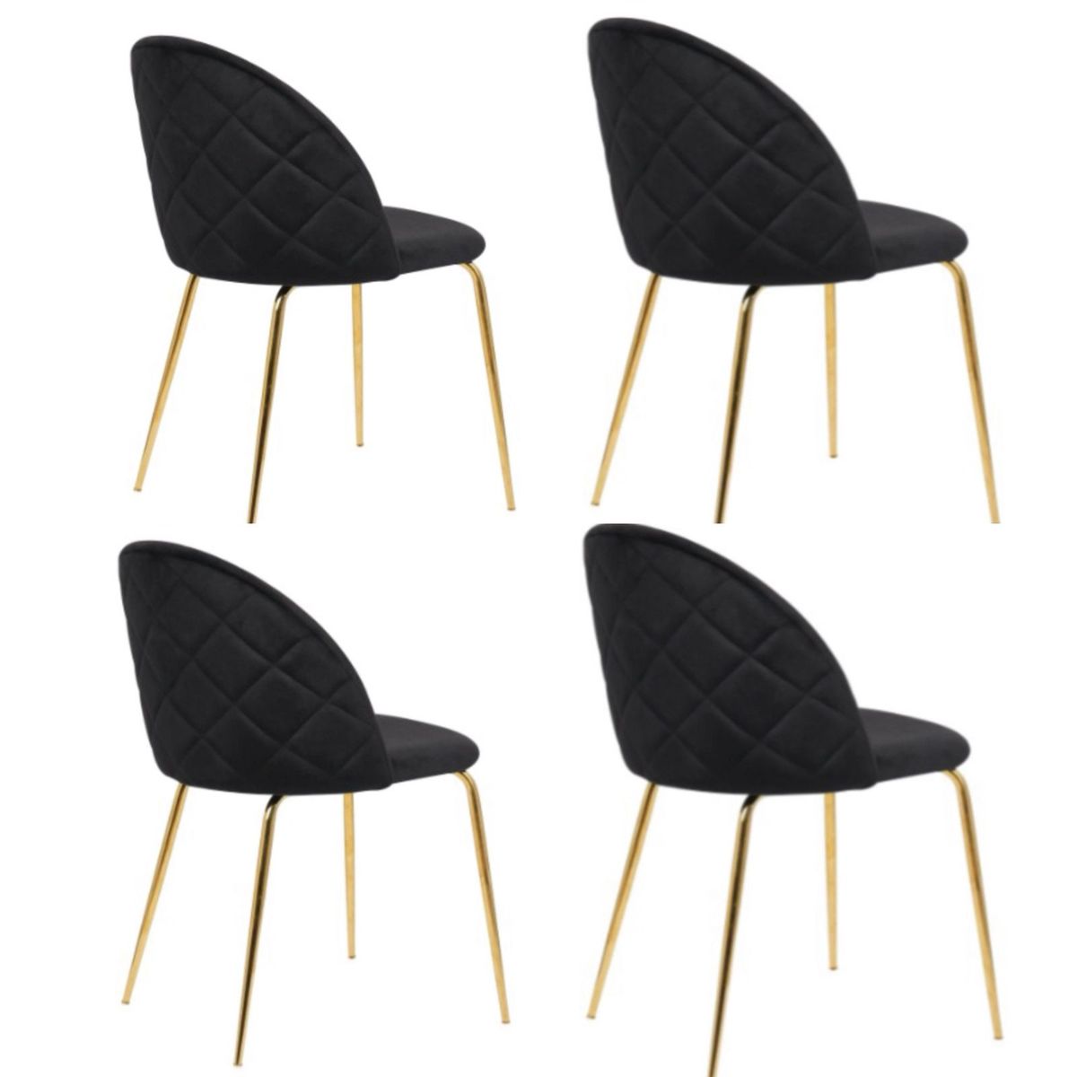 HABITA2 CHILE - Pack 4 Silla de terciopelo elegante living o comedor - Negro
