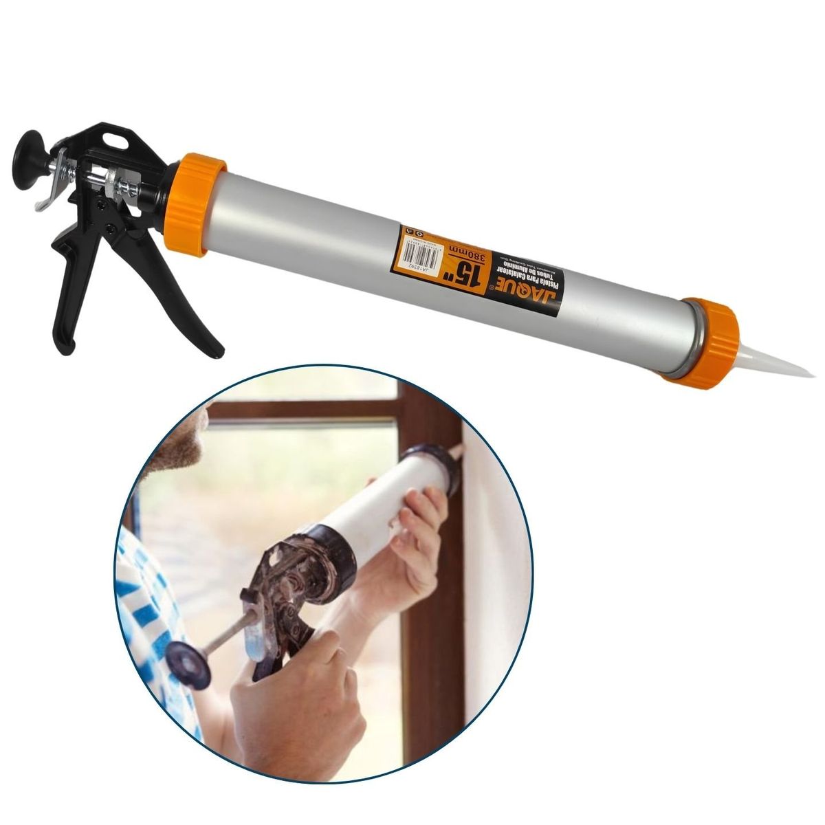 GENERICO - Pistola Calafatera Para Pate Silicona 15 Pulgadas 600 Ml Jaque