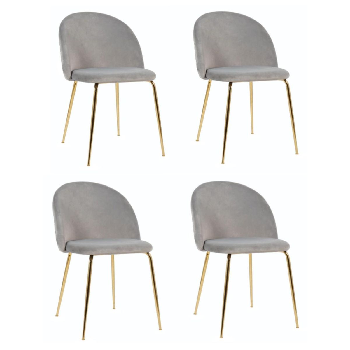 HABITA2 CHILE - Pack 4 Silla de terciopelo elegante living o comedor - Gris