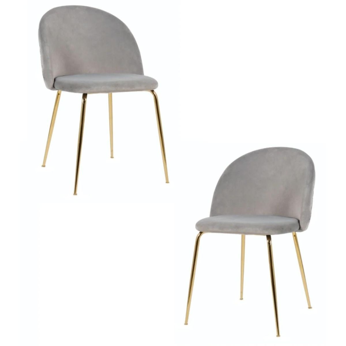 HABITA2 CHILE - Pack 2 Silla de terciopelo elegante living o comedor - Gris