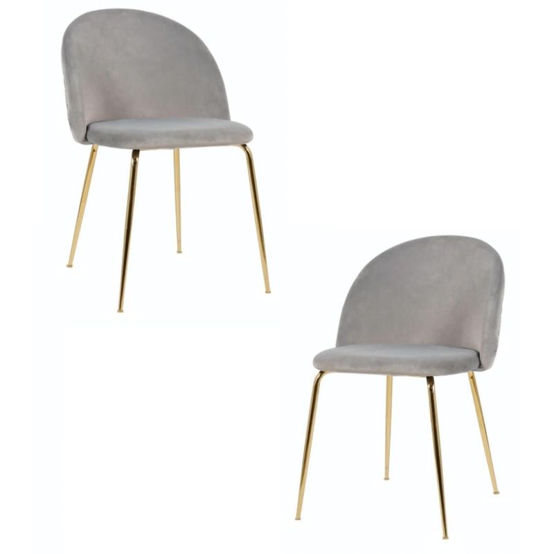 GENERICO - Pack 2 Silla de terciopelo elegante living o comedor - Gris