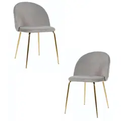 GENERICO - Pack 2 Silla de terciopelo elegante living o comedor - Gris