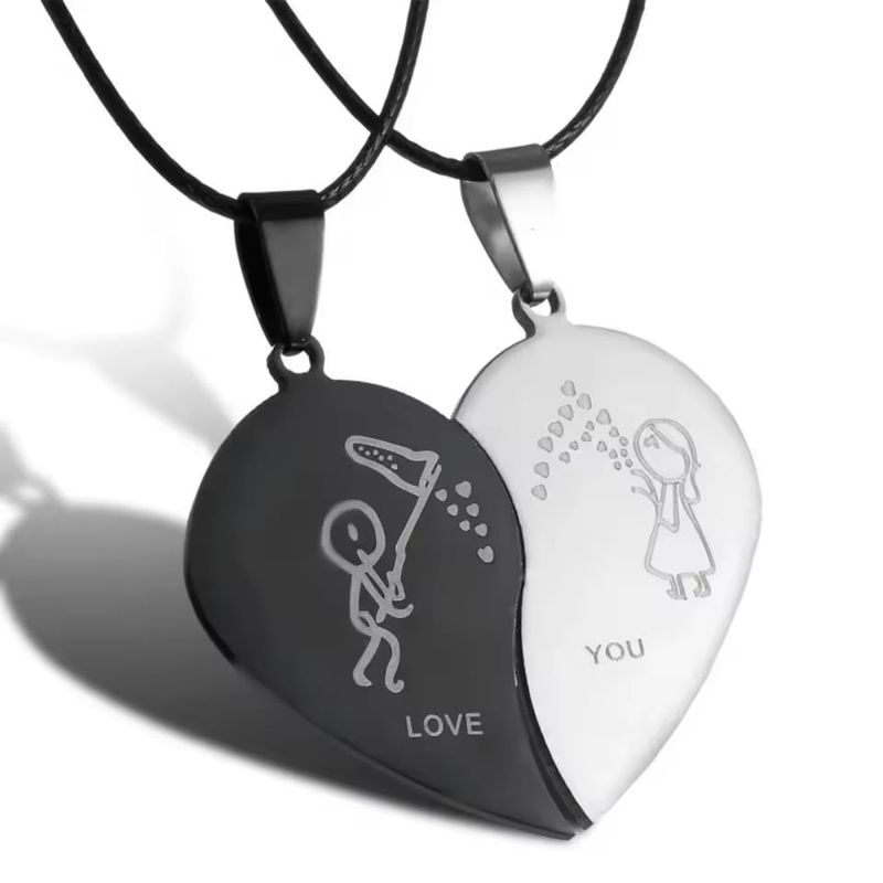 GENERICO - Collar Cadena Para Parejas Amigos Novios Corazon Regalos
