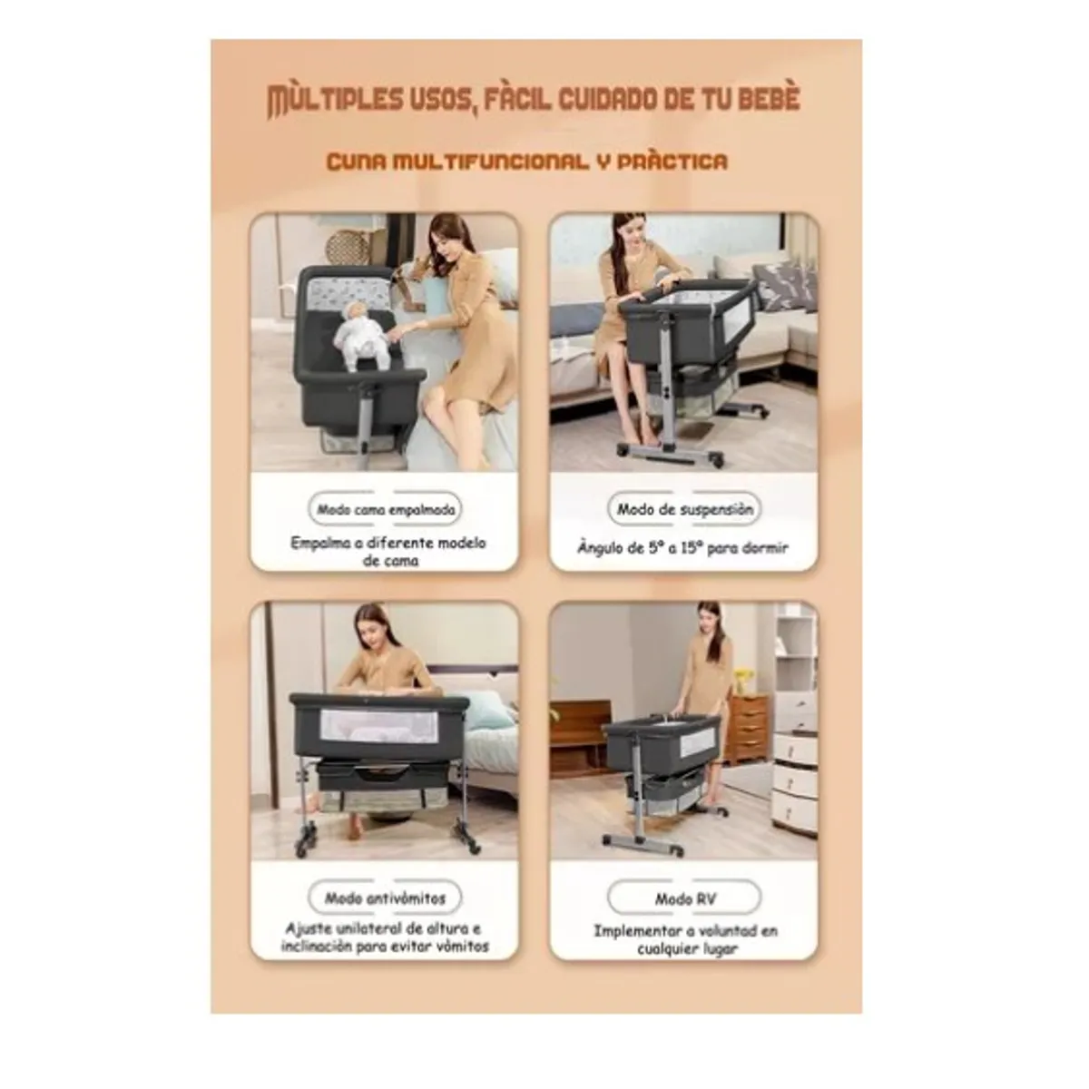 ESHOPANGIE - Cuna Colecho Para Bebé Con Mosquitero Mudador Confortable