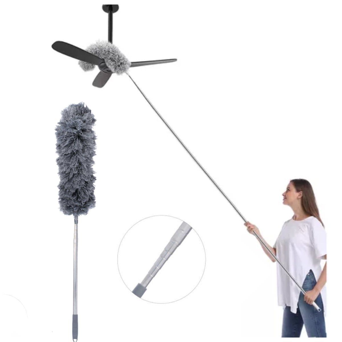 GENERICO - Plumero Retractil Microfibra Techo Extensión Limpiador Polvo