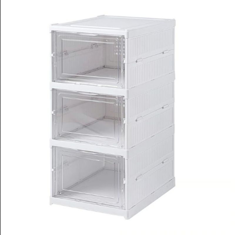 GENERICO - Zapatero 3 cajas Contenedor plegable apilable Organizadores de zapatos