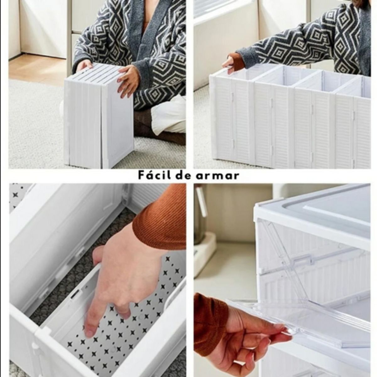 GENERICO - Zapatero 3 cajas Contenedor plegable apilable Organizadores de zapatos