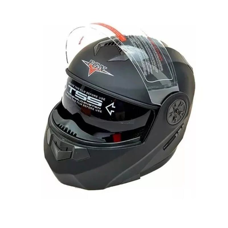 GENERICO - Casco para moto FGN 862 negro brillante abatible talla XL