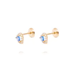 JB JOYAS BARON - Aros Oro Amarillo de 18kt Corazón de Zafiro