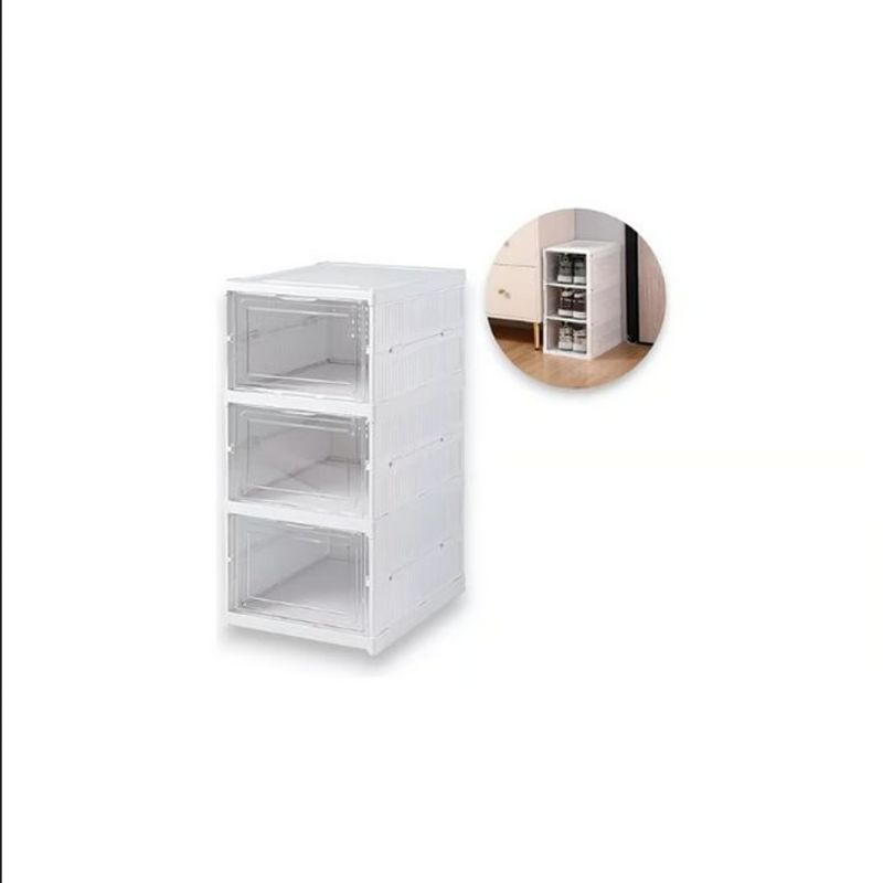 GENERICO - Zapatera Organizador Caja Apilable 3 Niveles Color Blanco