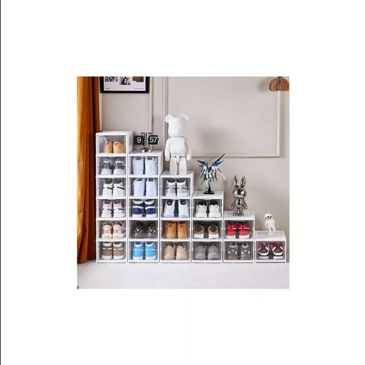 GENERICO - Zapatera Organizador Caja Apilable 3 Niveles Color Blanco