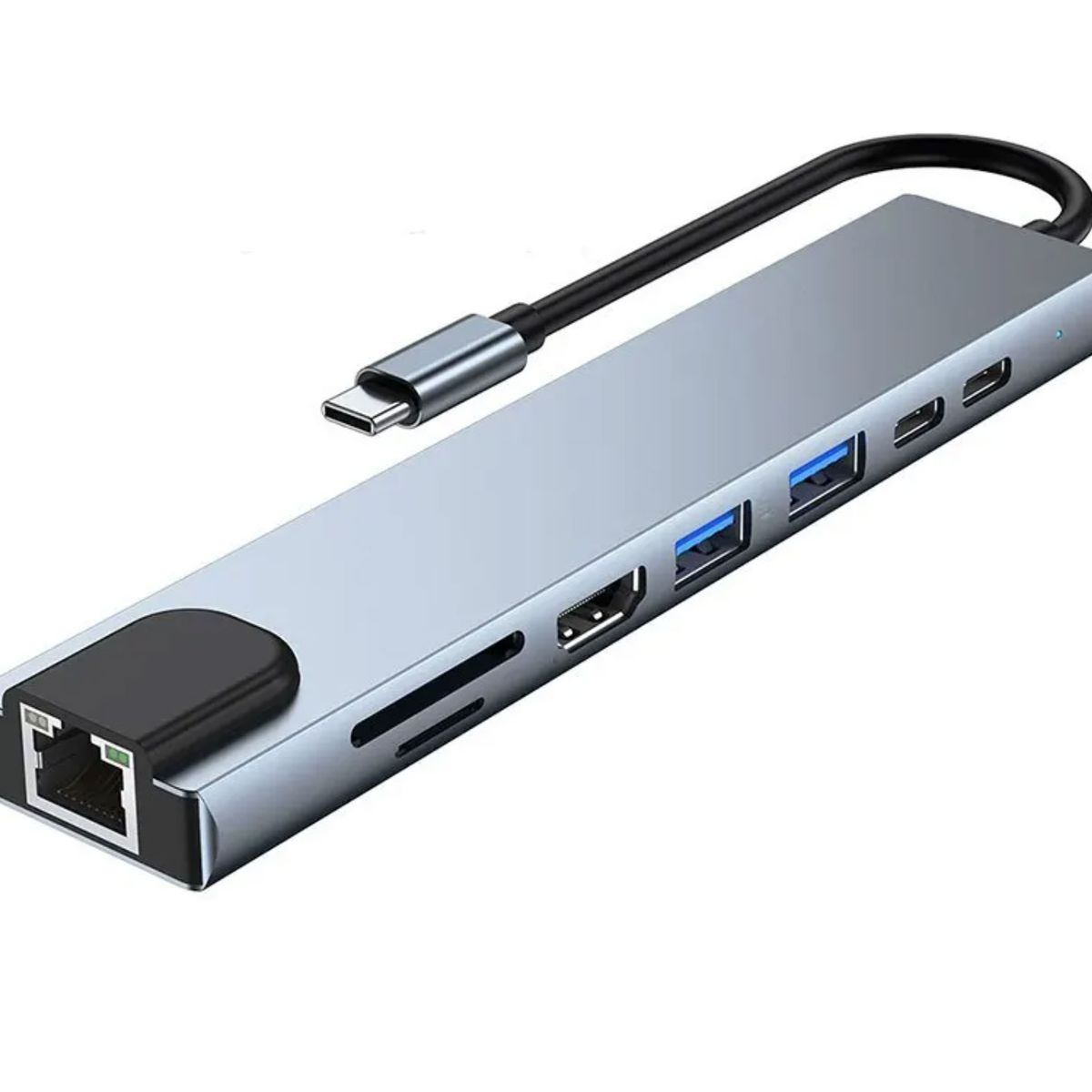 GENERICO - Docking Station Hub 8 En 1 Usb-c 4k 30 Hz Compatible Mac, Pc