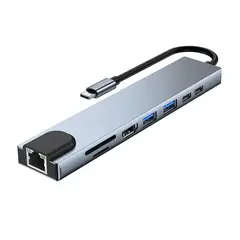 GENERICO - Docking Station Hub 8 En 1 Usb-c 4k 30 Hz Compatible Mac, Pc