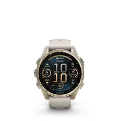 GARMIN - Fenix 8 - 43 mm Sapphire Light Gold with GreyDark Brown - Crema