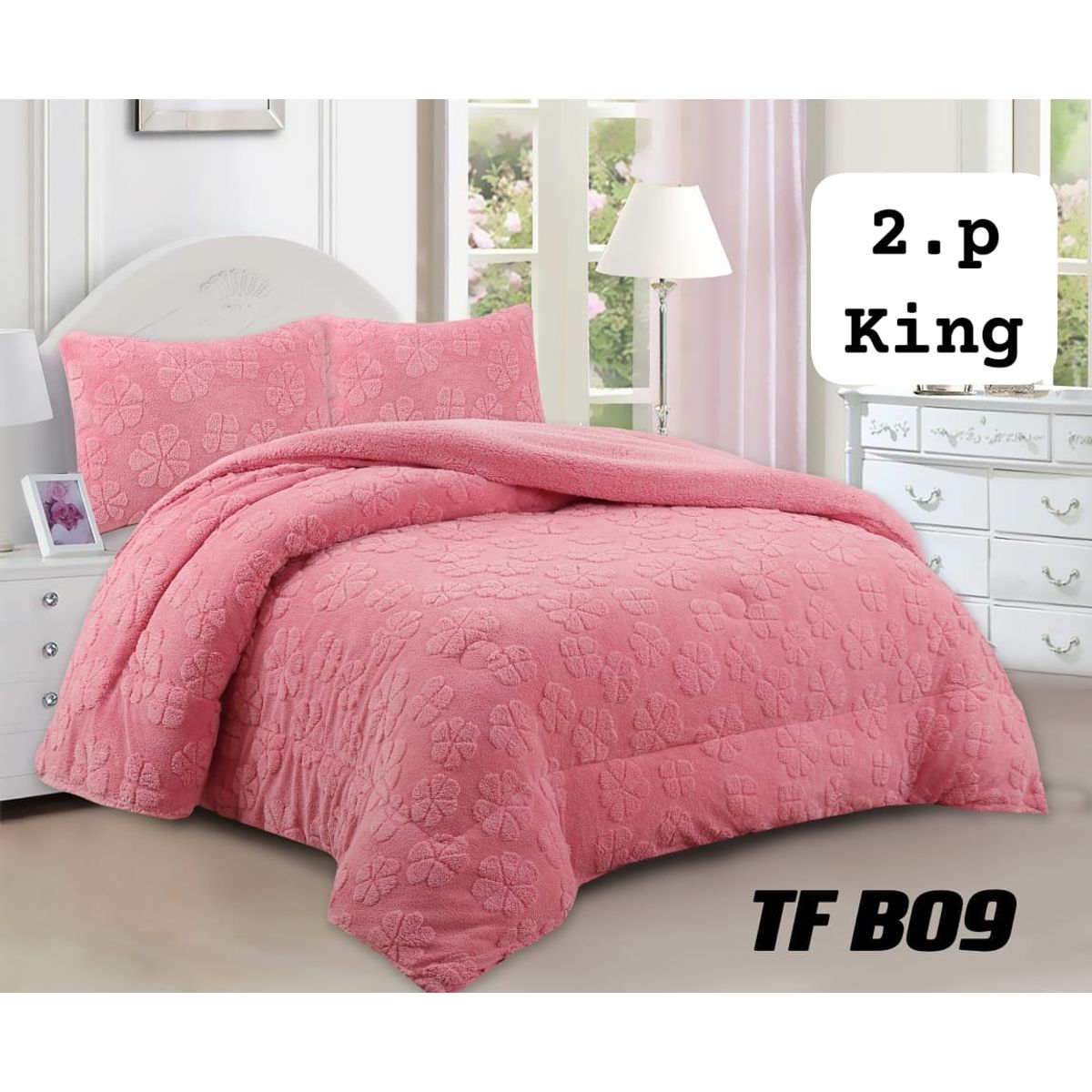 GENERICO - Cobertor colcha plush texturizado con chiporro relieve