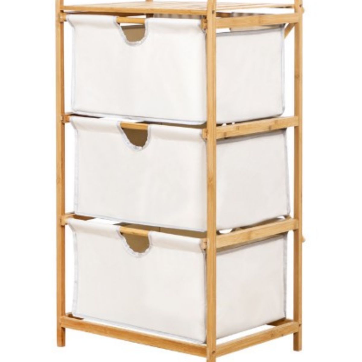 WAKESHOME - Estante De Madera 3 Niveles Organizador Para Baño Ropa Sucia